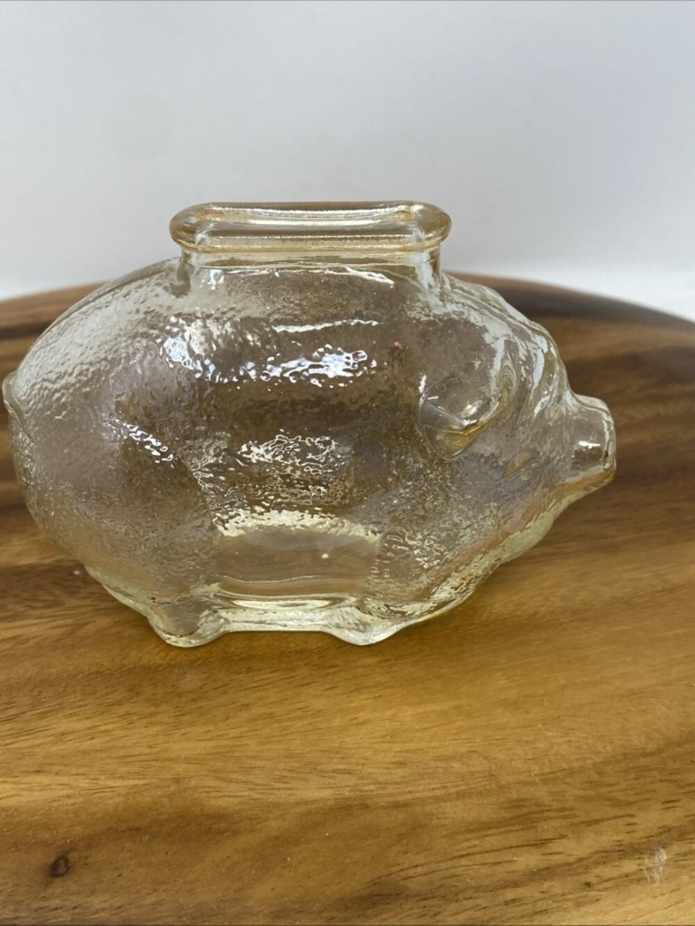 Vintage Anchor Hocking Glass Piggy Bank 5”x3”